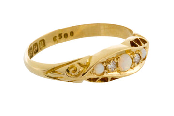 Antique opal and diamond ring from 1919-Antique rings-The Antique Ring Shop