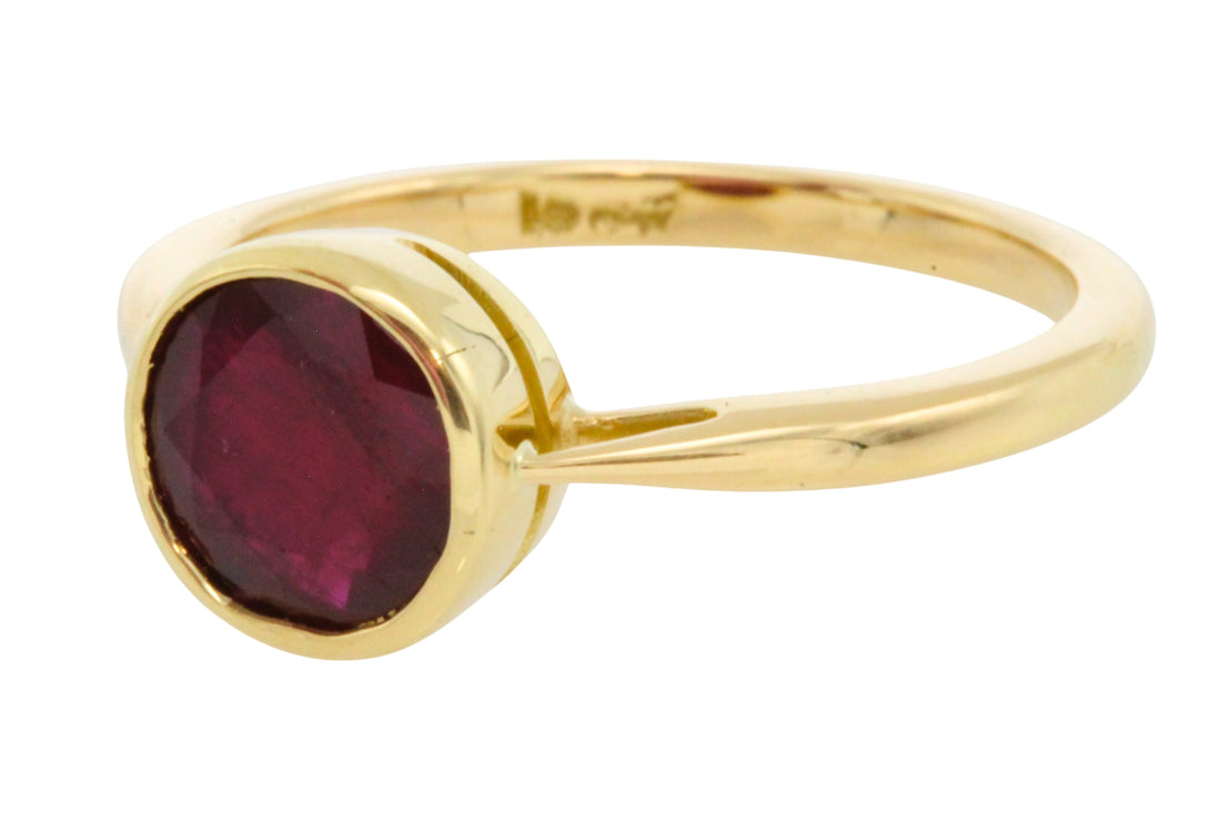 Ruby solitaire ring in 18 carat gold-engagement rings-The Antique Ring Shop