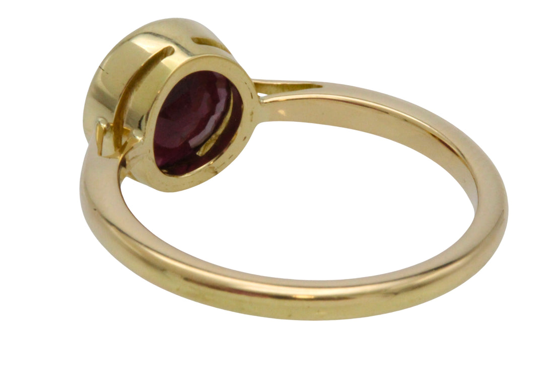 Ruby solitaire ring in 18 carat gold-engagement rings-The Antique Ring Shop