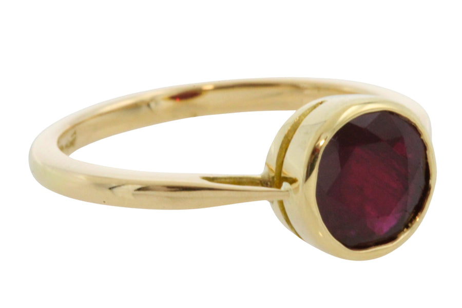 Ruby solitaire ring in 18 carat gold-engagement rings-The Antique Ring Shop