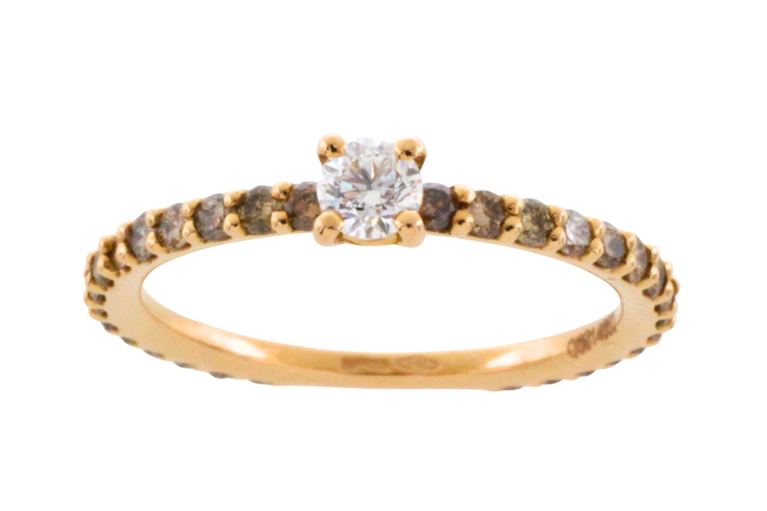 Light brown and brilliant cut diamond ring-engagement rings-The Antique Ring Shop