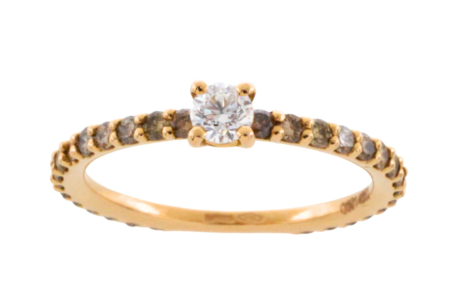 Light brown and brilliant cut diamond ring-engagement rings-The Antique Ring Shop