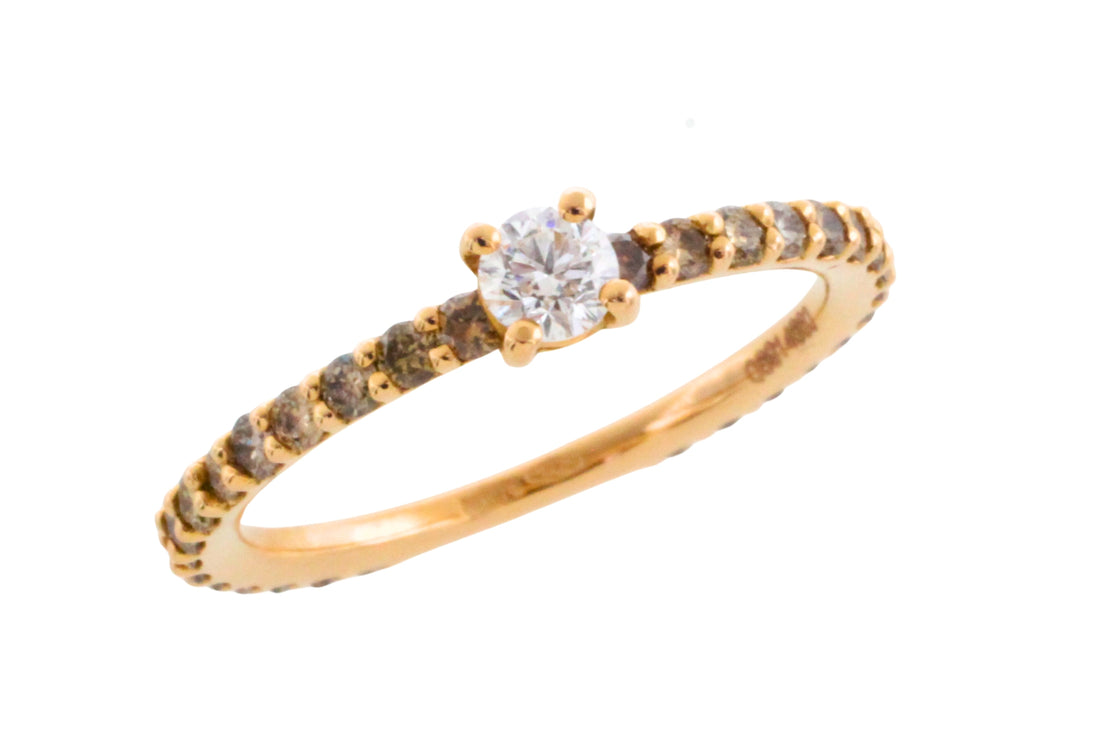 Light brown and brilliant cut diamond ring-engagement rings-The Antique Ring Shop
