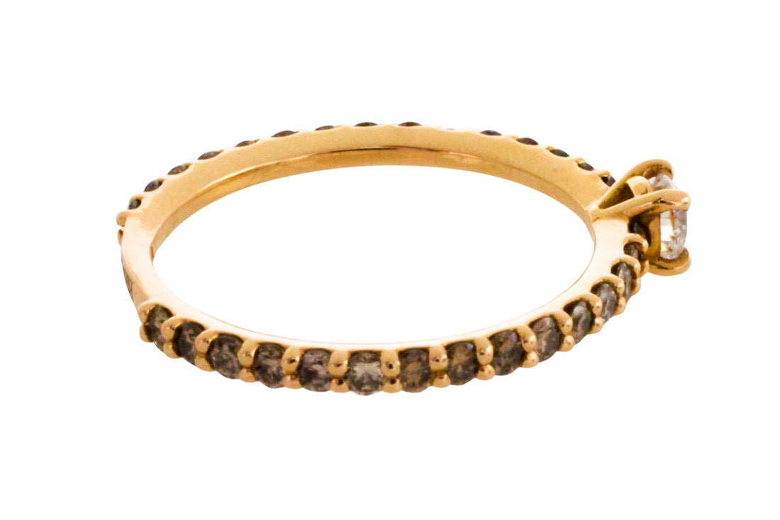 Light brown and brilliant cut diamond ring-engagement rings-The Antique Ring Shop