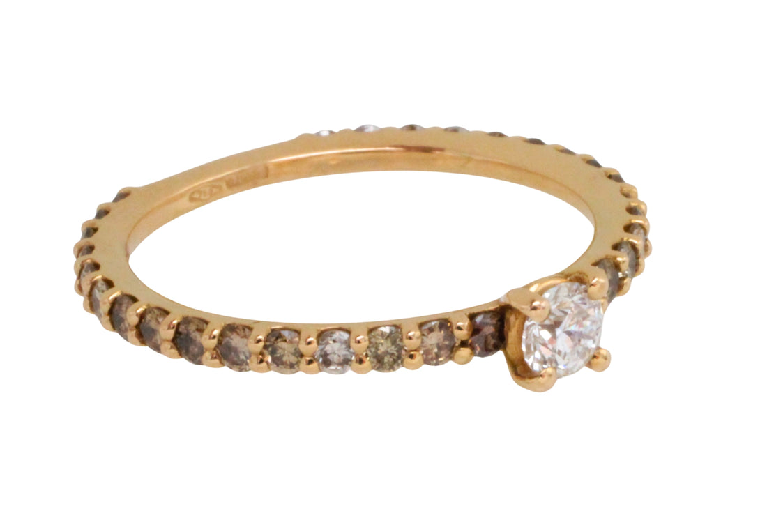 Light brown and brilliant cut diamond ring-engagement rings-The Antique Ring Shop
