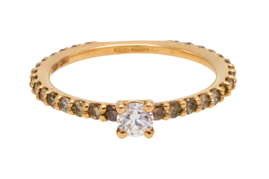 Light brown and brilliant cut diamond ring-engagement rings-The Antique Ring Shop