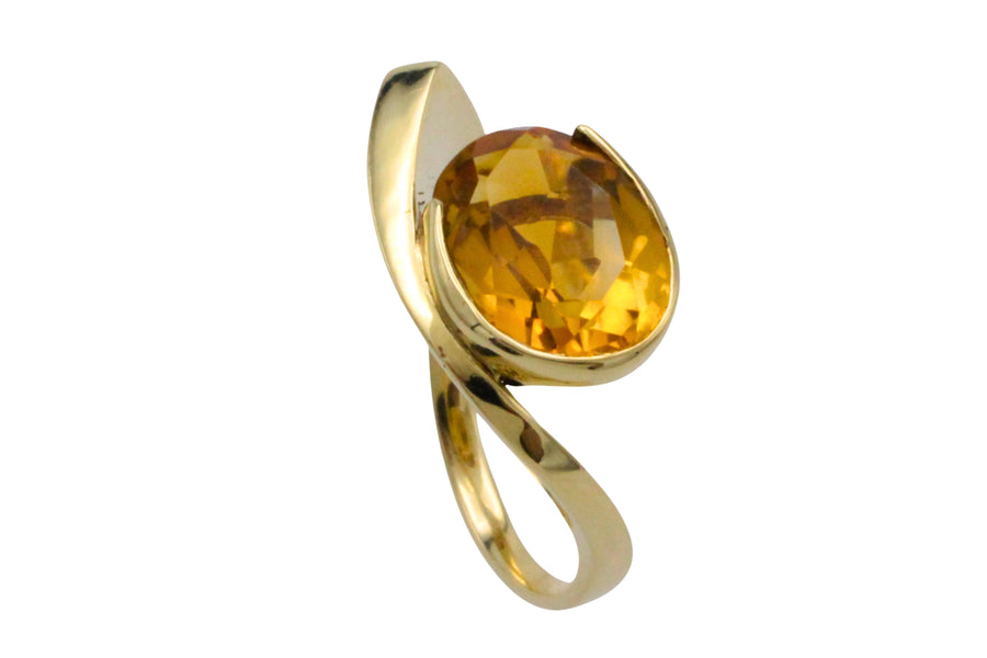 Vintage citrine ring in 14 carat gold-Vintage Rings-The Antique Ring Shop