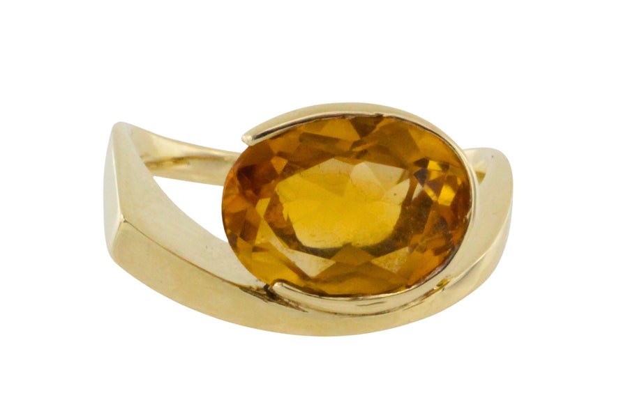 Vintage citrine ring in 14 carat gold-Vintage Rings-The Antique Ring Shop