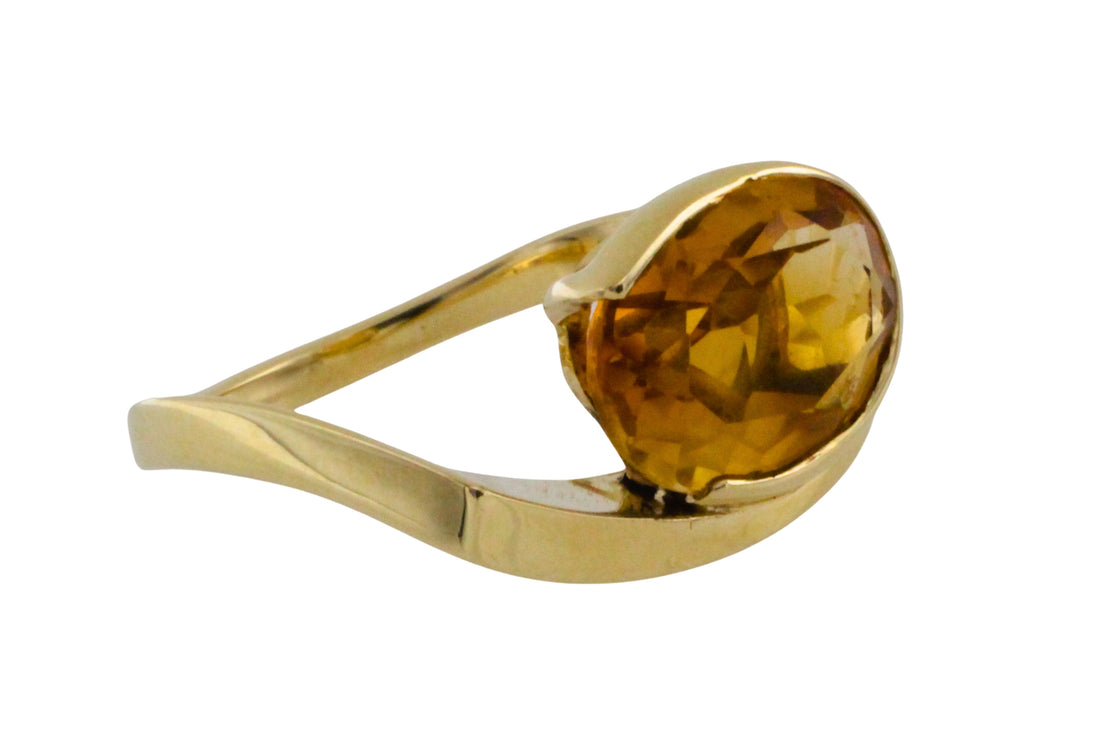Vintage citrine ring in 14 carat gold-Vintage Rings-The Antique Ring Shop