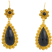 Vintage garnet pendant earrings-Earrings-The Antique Ring Shop