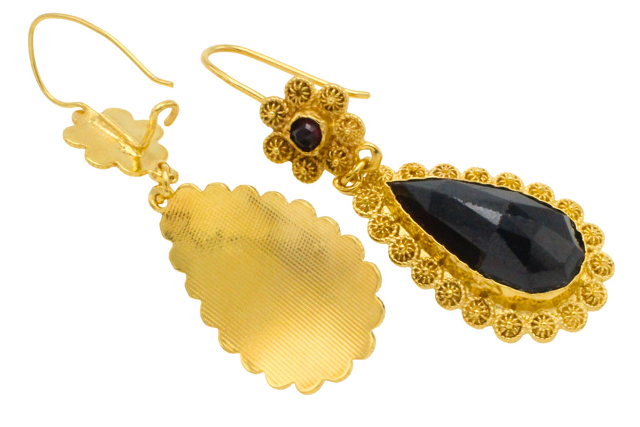 Vintage garnet pendant earrings-Earrings-The Antique Ring Shop