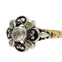 Rose diamond ring in silver and 14 carat gold-Vintage Rings-The Antique Ring Shop