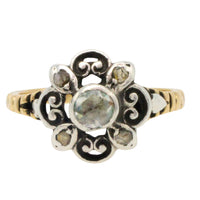Rose diamond ring in silver and 14 carat gold-Vintage Rings-The Antique Ring Shop