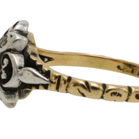 Rose diamond ring in silver and 14 carat gold-Vintage Rings-The Antique Ring Shop