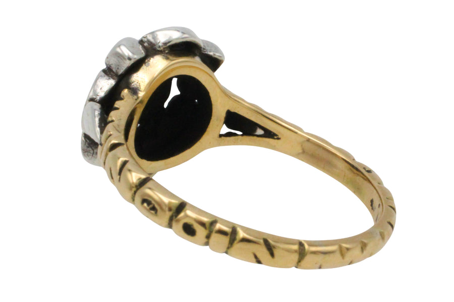 Rose diamond ring in silver and 14 carat gold-Vintage Rings-The Antique Ring Shop