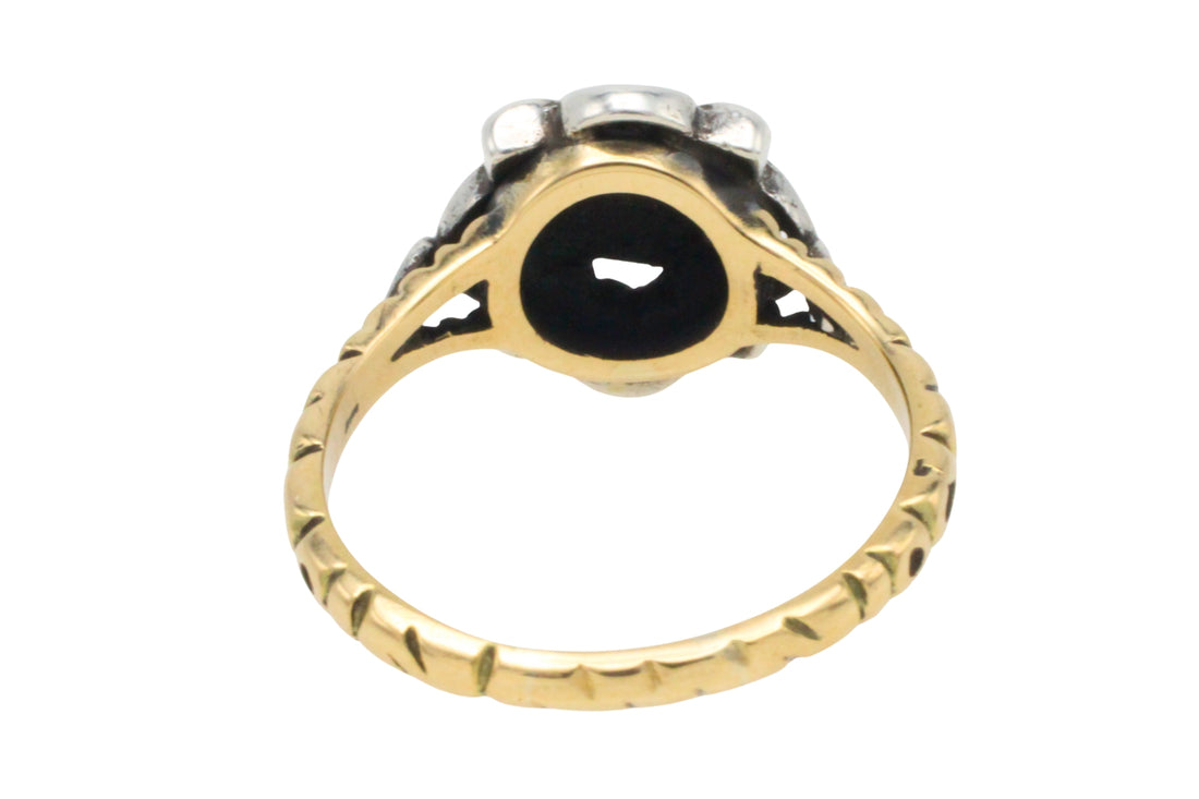 Rose diamond ring in silver and 14 carat gold-Vintage Rings-The Antique Ring Shop