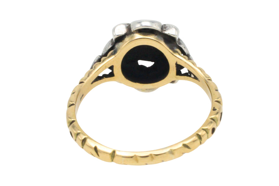 Rose diamond ring in silver and 14 carat gold-Vintage Rings-The Antique Ring Shop