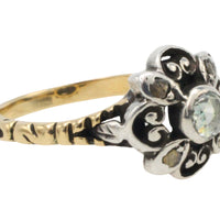 Rose diamond ring in silver and 14 carat gold-Vintage Rings-The Antique Ring Shop