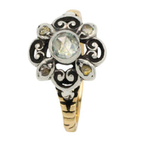 Rose diamond ring in silver and 14 carat gold-Vintage Rings-The Antique Ring Shop