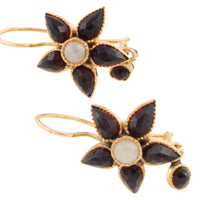 Vintage garnet and pearl earrings-Earrings-The Antique Ring Shop