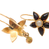 Vintage garnet and pearl earrings-Earrings-The Antique Ring Shop