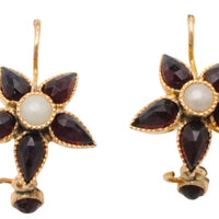 Vintage garnet and pearl earrings-Earrings-The Antique Ring Shop