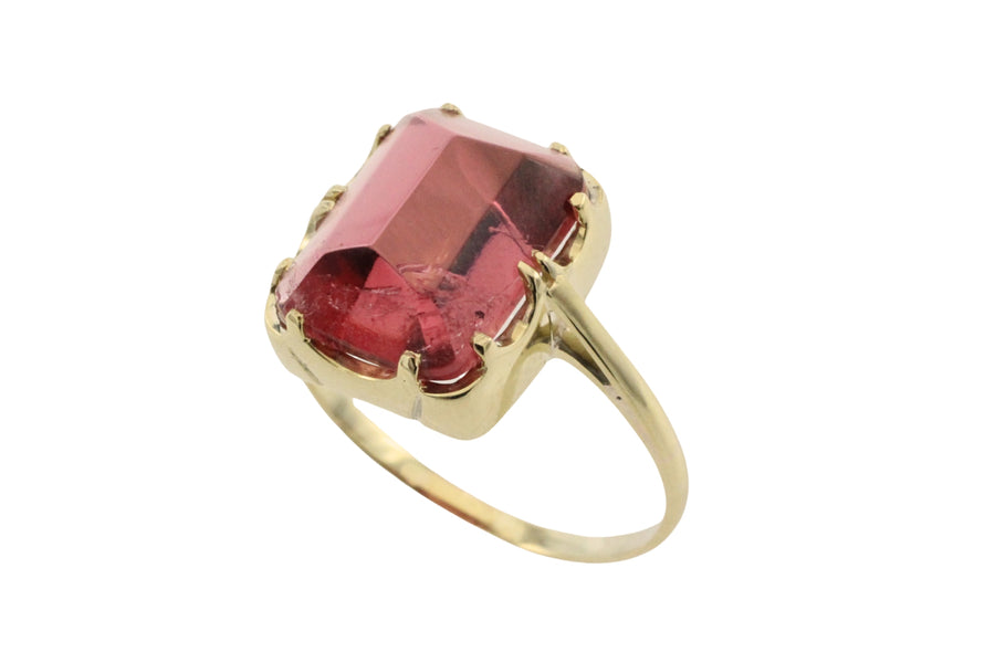 Faceted tourmaline ring in 14 carat gold-Vintage Rings-The Antique Ring Shop