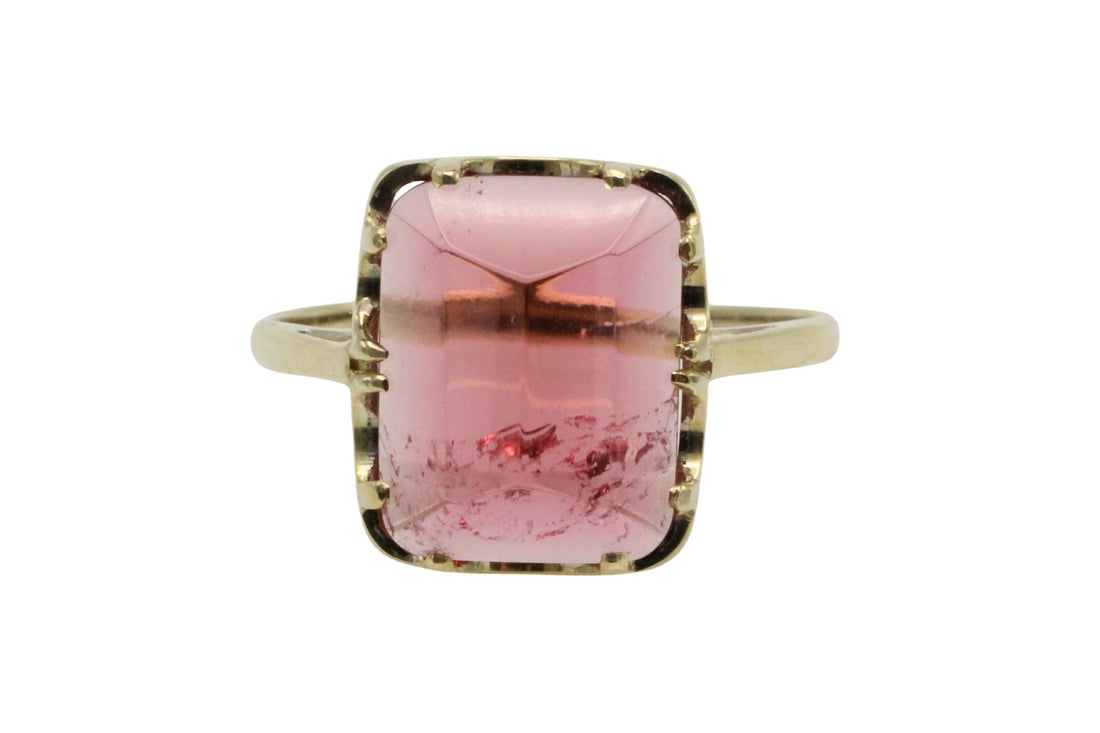 Faceted tourmaline ring in 14 carat gold-Vintage Rings-The Antique Ring Shop