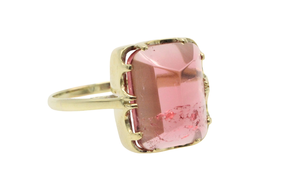 Faceted tourmaline ring in 14 carat gold-Vintage Rings-The Antique Ring Shop