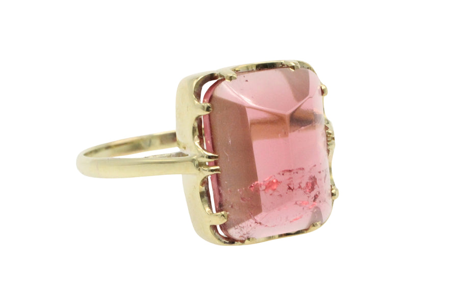 Faceted tourmaline ring in 14 carat gold-Vintage Rings-The Antique Ring Shop