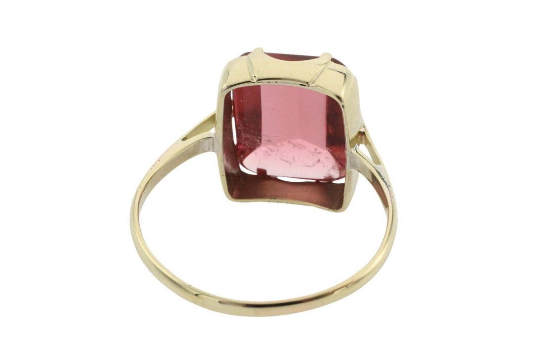 Faceted tourmaline ring in 14 carat gold-Vintage Rings-The Antique Ring Shop