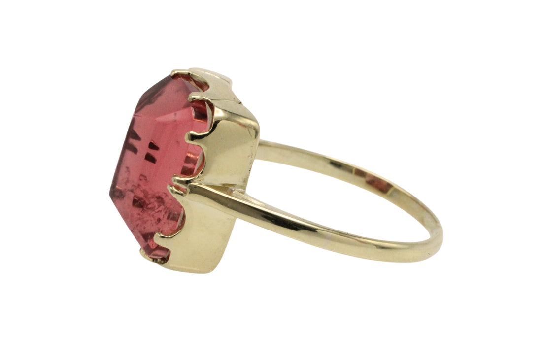 Faceted tourmaline ring in 14 carat gold-Vintage Rings-The Antique Ring Shop