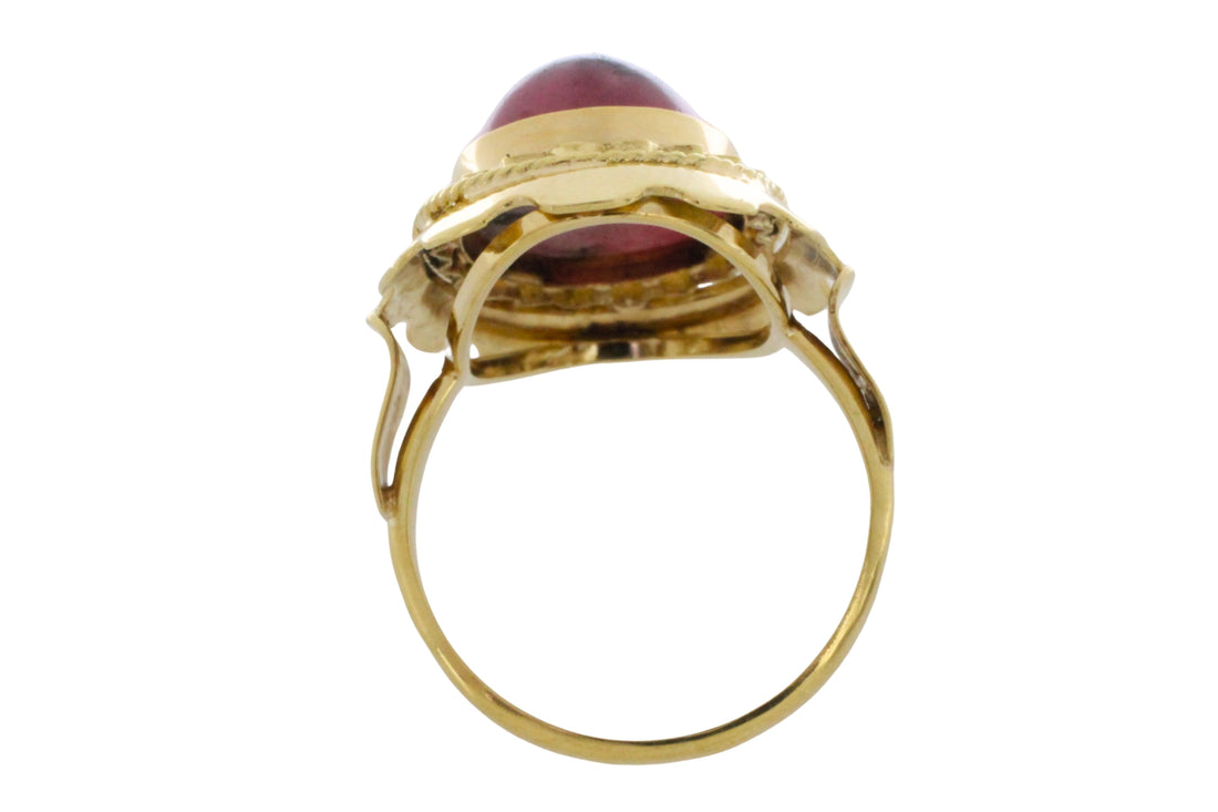 Rhodochrosite ring in 14 carat gold-Vintage Rings-The Antique Ring Shop