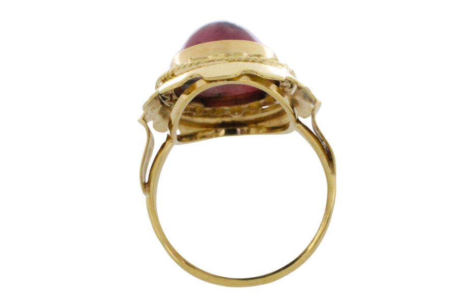 Rhodochrosite ring in 14 carat gold-Vintage Rings-The Antique Ring Shop