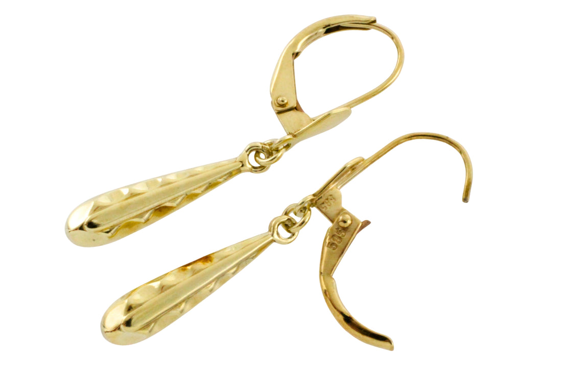 Vintage 14 carat gold pendant earrings-Earrings-The Antique Ring Shop