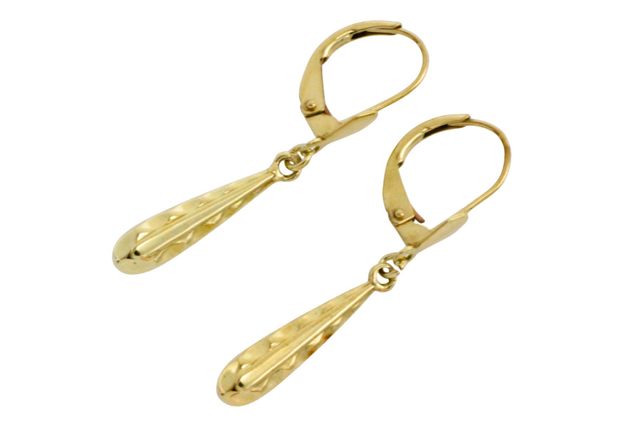 Vintage 14 carat gold pendant earrings-Earrings-The Antique Ring Shop
