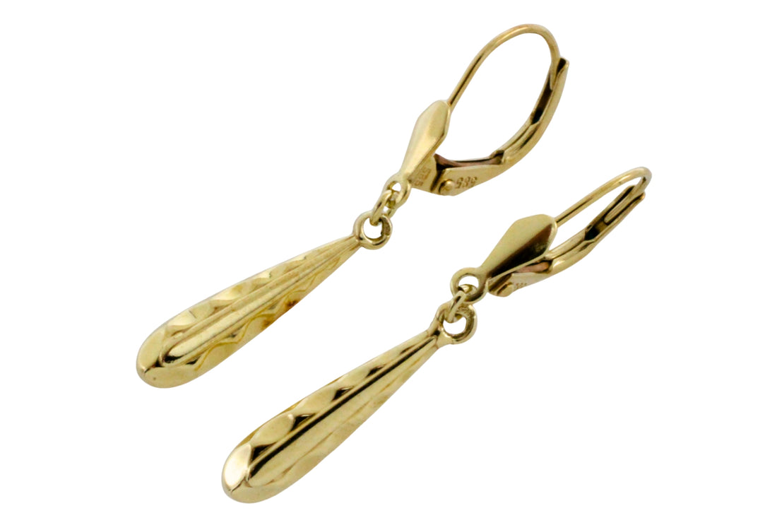 Vintage 14 carat gold pendant earrings-Earrings-The Antique Ring Shop