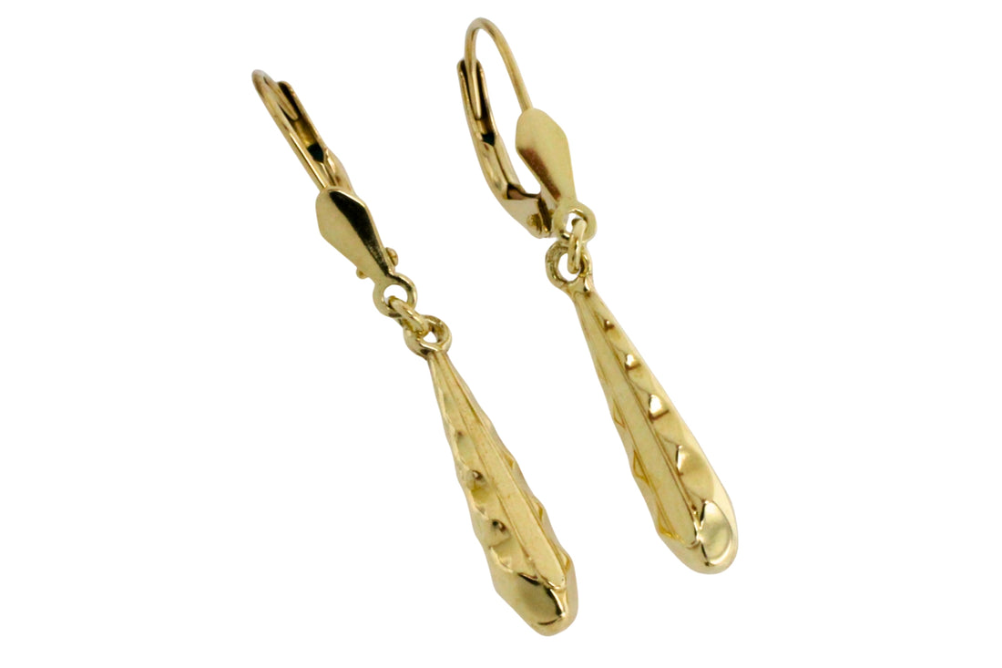 Vintage 14 carat gold pendant earrings-Earrings-The Antique Ring Shop