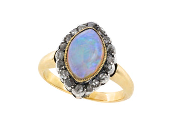 Victorian opal and rose diamond ring
