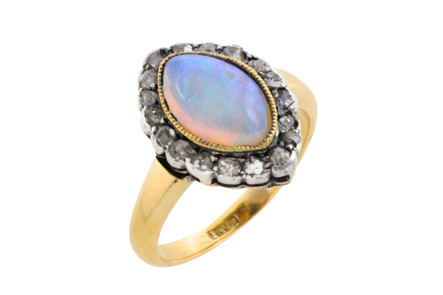 Victorian opal and rose diamond ring