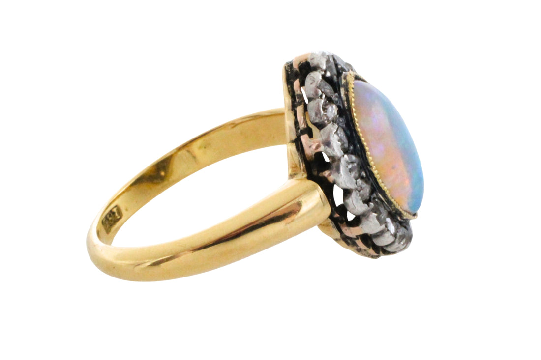 Victorian opal and rose diamond ring