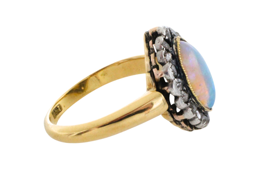 Victorian opal and rose diamond ring