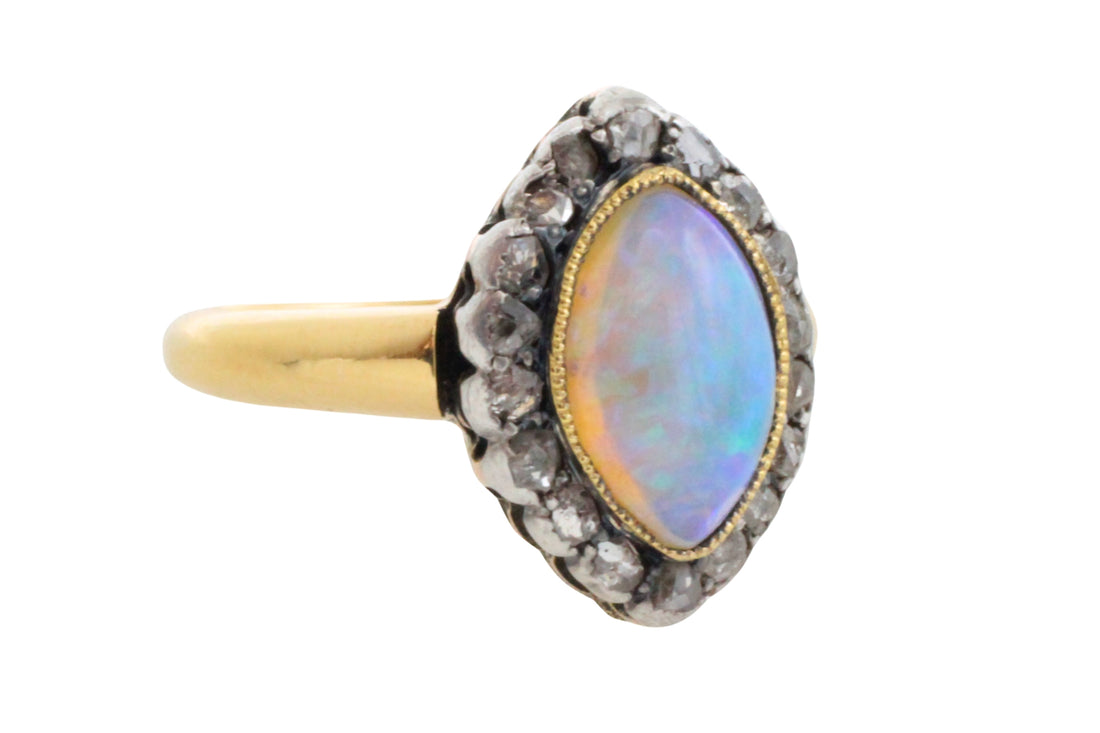 Victorian opal and rose diamond ring