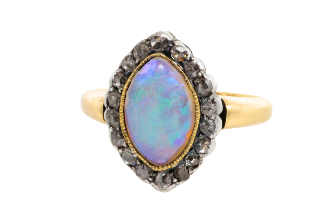 Victorian opal and rose diamond ring