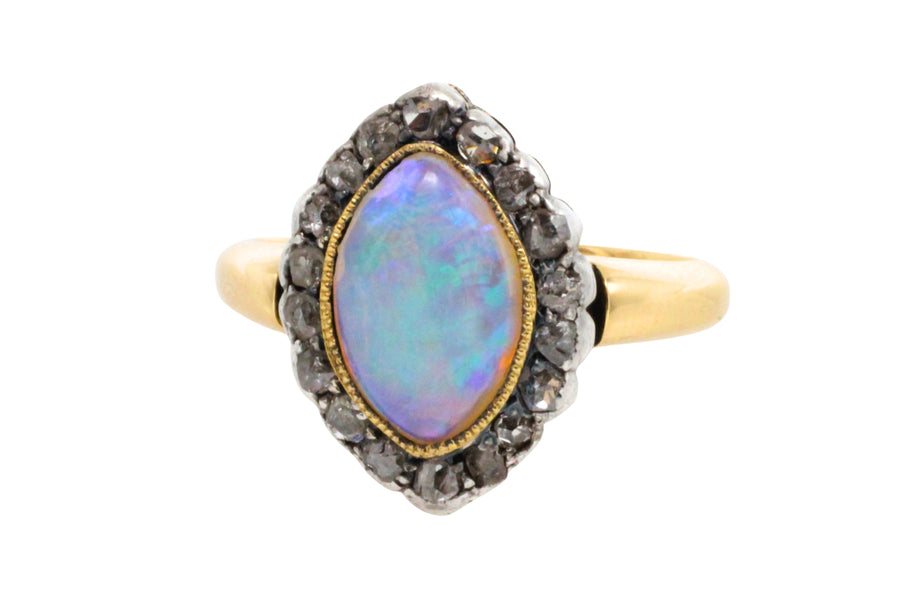 Victorian opal and rose diamond ring