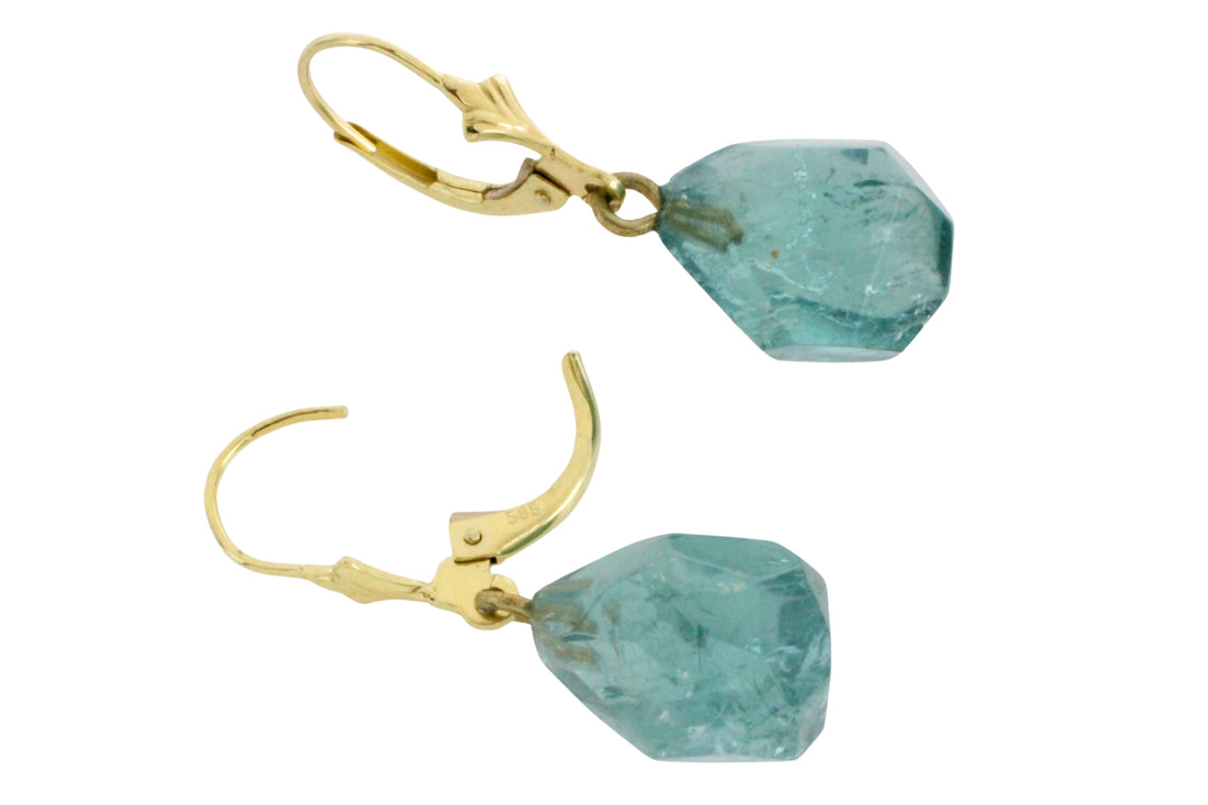 Faceted teel colored tourmaline earrings