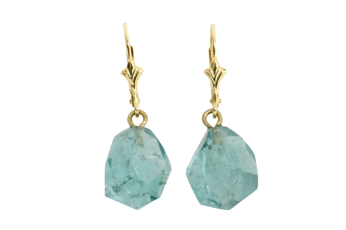 Faceted teel colored tourmaline earrings