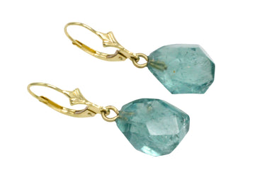 Faceted teel colored tourmaline earrings