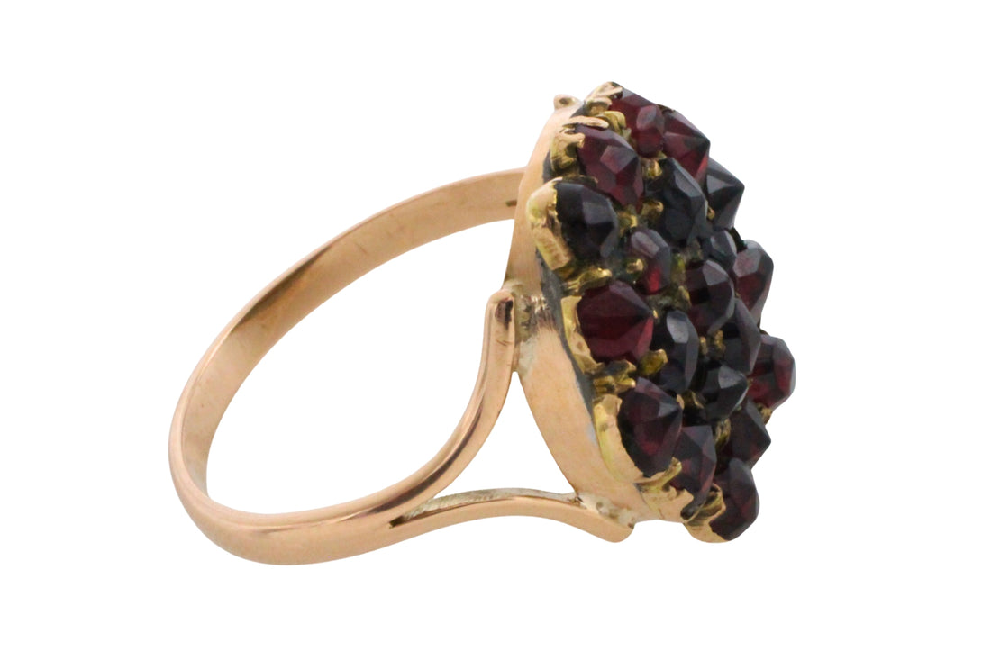 Garnet cluster ring in 14 carat gold