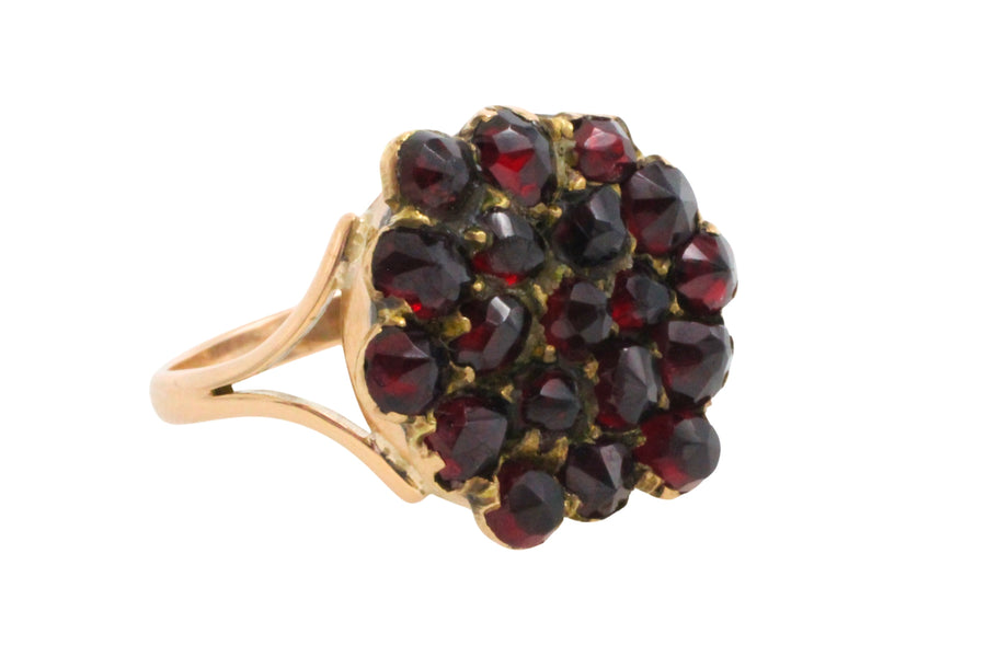 Garnet cluster ring in 14 carat gold